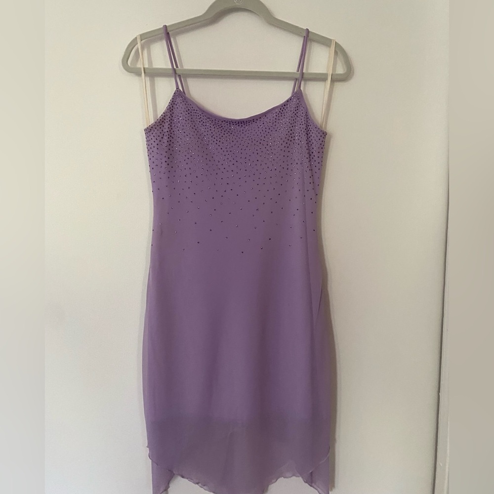 90s Y2K Lavender Dress with Rhinestones